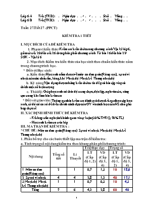 Giáo án Vật lí Lớp 6 - Tiết 27 Kiểm tra 1 tiết